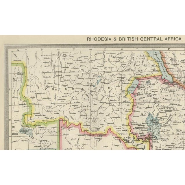 Antique Map of Rhodesia & British Central Africa – Published by George Philip & Son, 1895 This detailed antique map titled...
