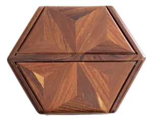 Mid-Century Parquetry Hexagonal Box