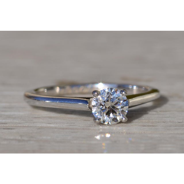 Metal Ladies 14K Solitaire Diamond Engagement Ring set with 0.37 CT Center For Sale - Image 7 of 10