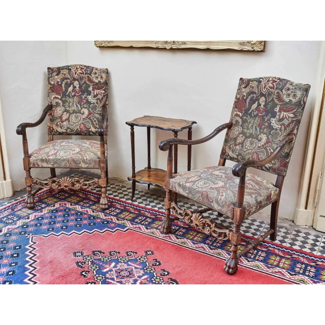 Sun King Style Armchairs in Oak, Set of 2 For Sale - Image 12 of 12