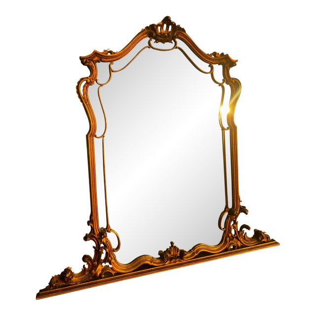 French Antique Louis XV Giltwood Mantle Mirror For Sale