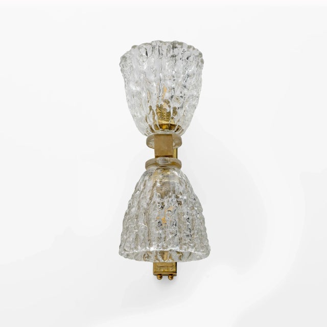 Art Deco Style Murano Glass and Brass Sconces, 1990s, Set of 2 For Sale - Image 6 of 11