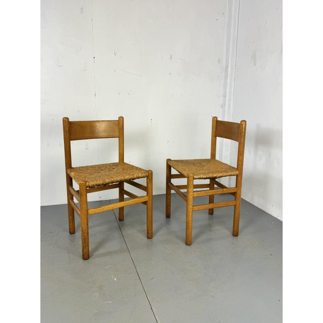 Vintage Oak and Rush Chairs by J Van Heuvel for Advorm, 1950s, Set of 2 For Sale - Image 6 of 11