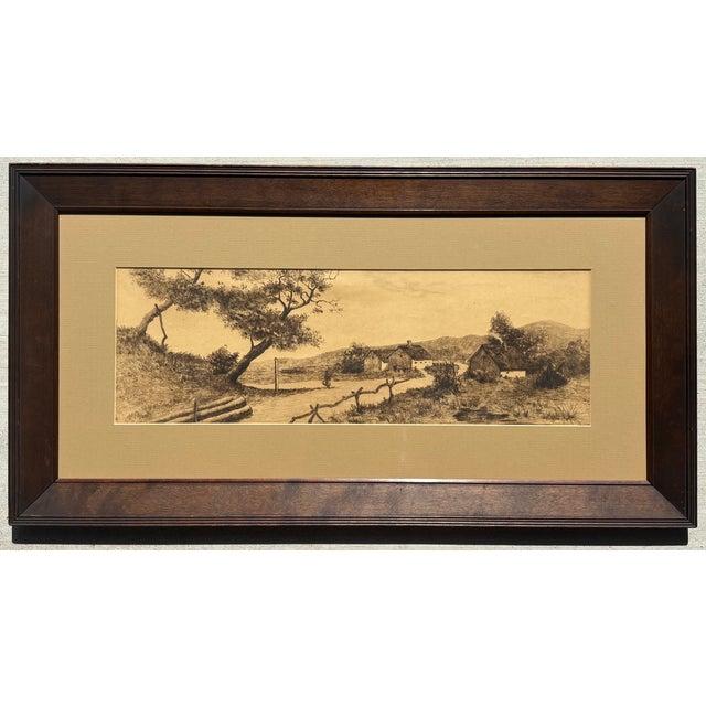 Cabin Late 19th Century British School Rural Landsape Etching Panoramic Countryside Scene, Framed For Sale - Image 3 of 16
