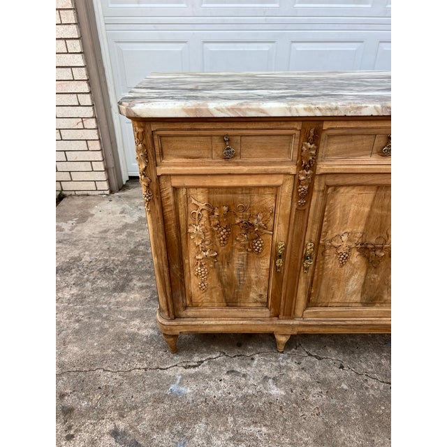 French 19th Century Louis XVI Provincial Bleached Walnut Marble Top Sideboard For Sale - Image 11 of 12