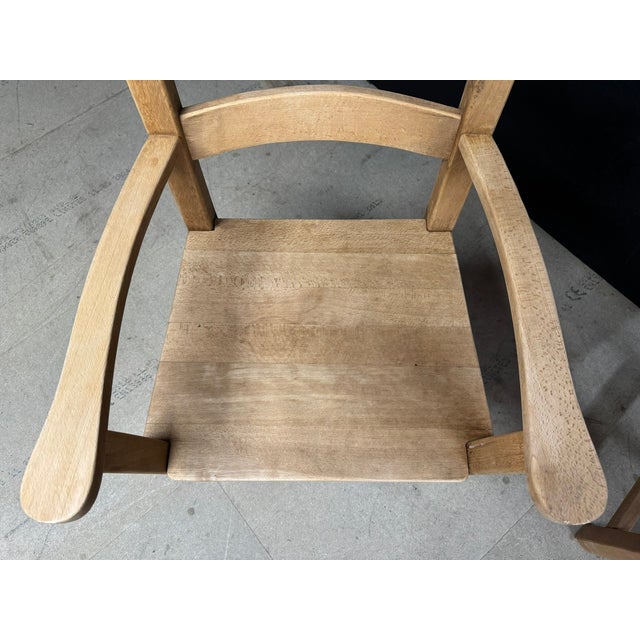 Brown Bleached Oak Farmhouse Dining Chairs, 1940, Set of 6 For Sale - Image 8 of 12