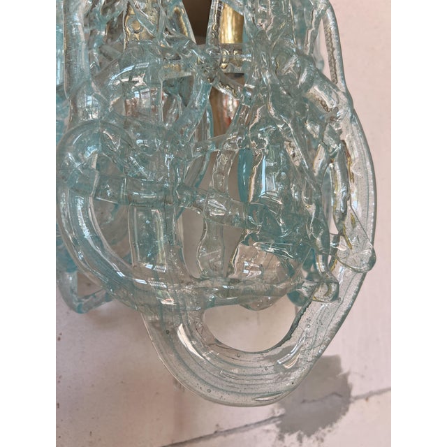 1970s Murano Glass Spun Sugar Wall Sconces from Mazzega, Italy, 1970s, Set of 2 For Sale - Image 5 of 12
