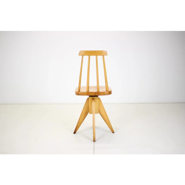 Mid-Century Wood Revolving Chair, Czechoslovakia, 1970s For Sale - Image 6 of 15