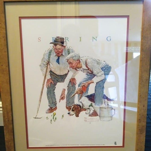 Set of 4 Norman Rockwell Large Framed 4 Seasons Old Buddies Wall
