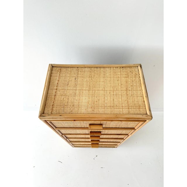 Vintage Rattan Wicker 6-Drawer Dresser, 1960s For Sale - Image 4 of 14