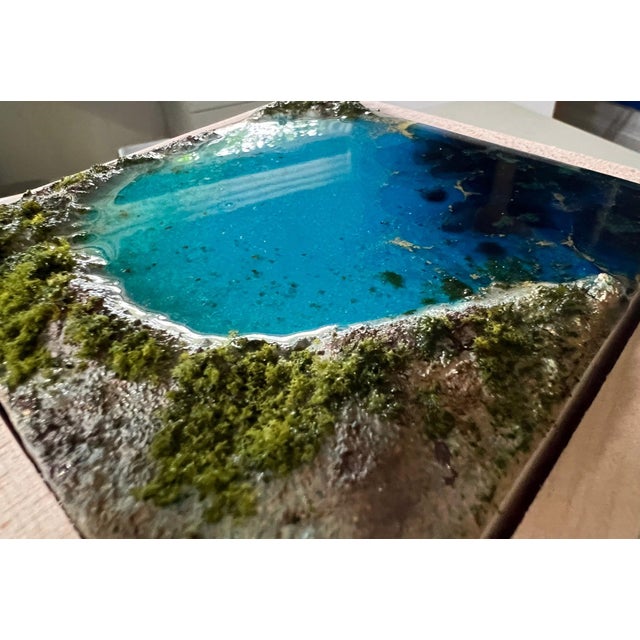 Early 21st Century Flying Over the Ocean #8 by Ana Hefco | Layered tinted resin & Mixed Media on wood panel Abstract ocean view. For Sale - Image 5 of 5