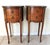 Wonderful pair of vintage French oval brass and wood side/end bedside tables. Each has two drawers. All original ornate...