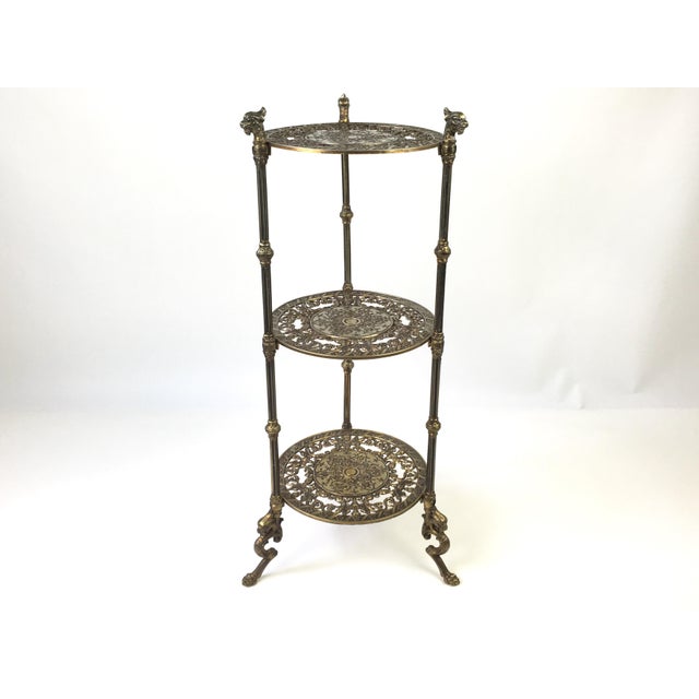Hollywood Regency 3 Tier Brass Dragon Plant Stand Chairish