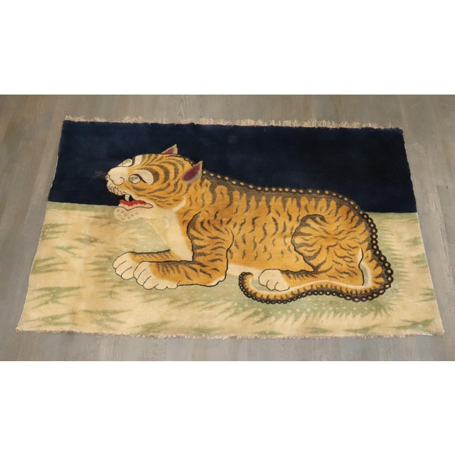 Rare Antique Zabihi Collection Tiger Large Rug - 4' x 6' For Sale - Image 10 of 12