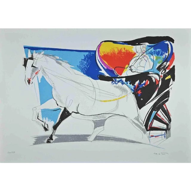 Risciò is an original colored lithograph on Fabriano Cotton watermarked paper realized by Sandro Trotti in the 1970s and...
