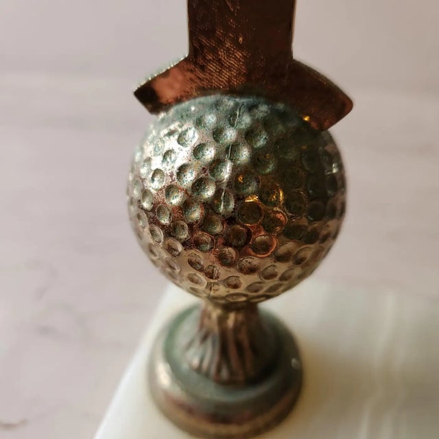 1962 Golf Hole in One Trophy Alabaster Stone Base Paperweight For Sale - Image 9 of 9