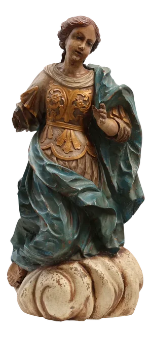 18th Century French Religious Statue of the Virgin Mary on a Cloud