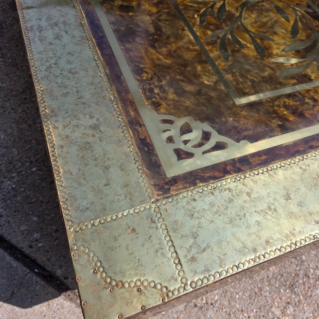 Brass Mid 20th Century Acid Etched Brass Coffee Table Attributed to Bernhard Rohne For Sale - Image 8 of 10