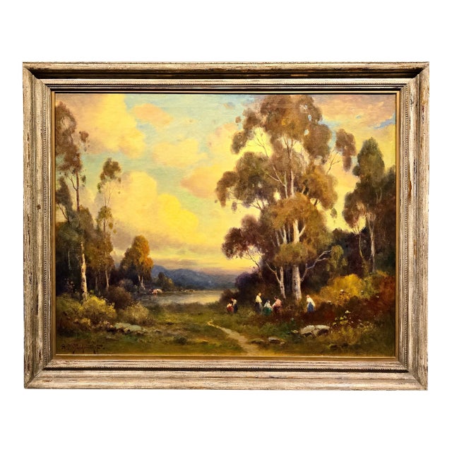 Alexis Matthew Podchernikoff "Picnic by the Pond" Santa Barbara Sunset - Monumental 1920s Oil Painting For Sale