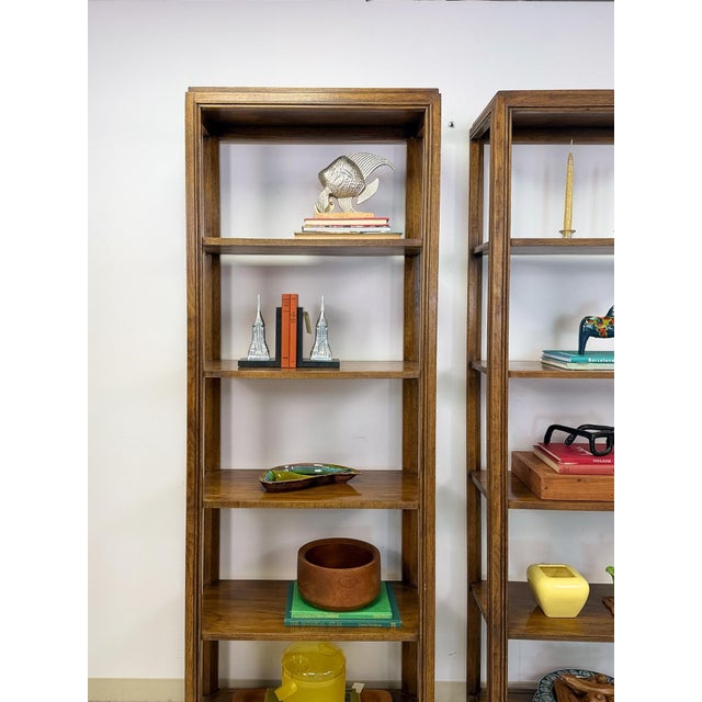 Drexel MCM Transitional Bookcase Pair Solid Wood Vintage Mid-Century Storage, Attributed For Sale - Image 10 of 14