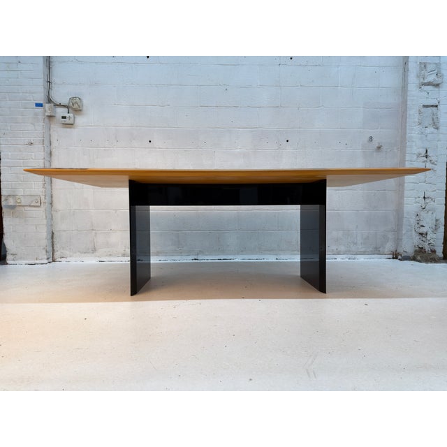 Goldenrod 1980s Italian Geometric Dining Table Attributed to Giovanni Offredi for Saporiti For Sale - Image 8 of 16