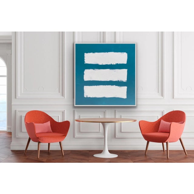 Abstract Sarah Trundle, Large Contemporary Abstract Painting, "Trio: In Blue" For Sale - Image 3 of 6