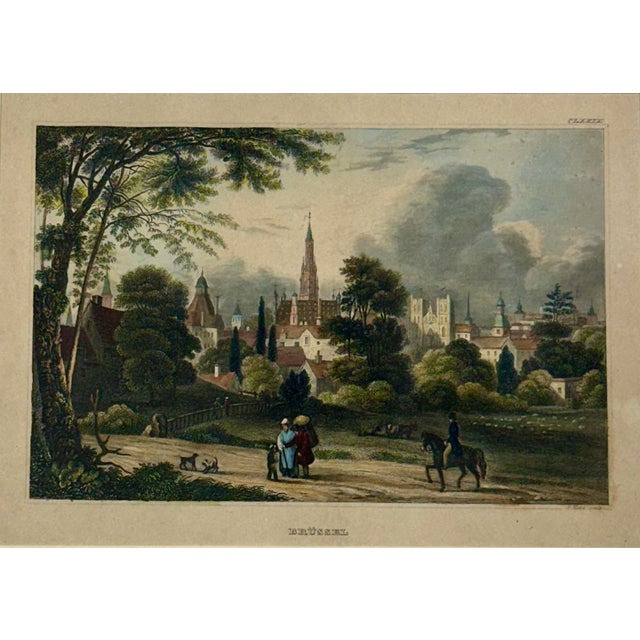 Post Impressionist Brussels: Upper Largo & Church, Original Print, 1840 (Framed) For Sale - Image 3 of 5
