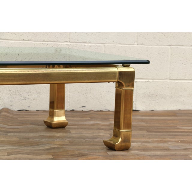 Metal Vintage Mastercraft Brass Chinoiserie Glass Top Coffee Table, 1970s Hollywood Regency For Sale - Image 7 of 18