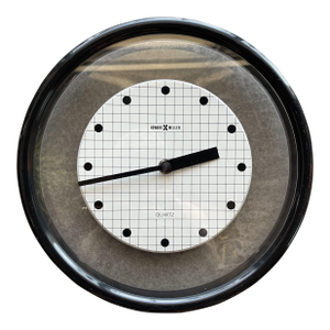 Vintage Howard Miller Black Memphis Era Postmodern Wall Clock Floating