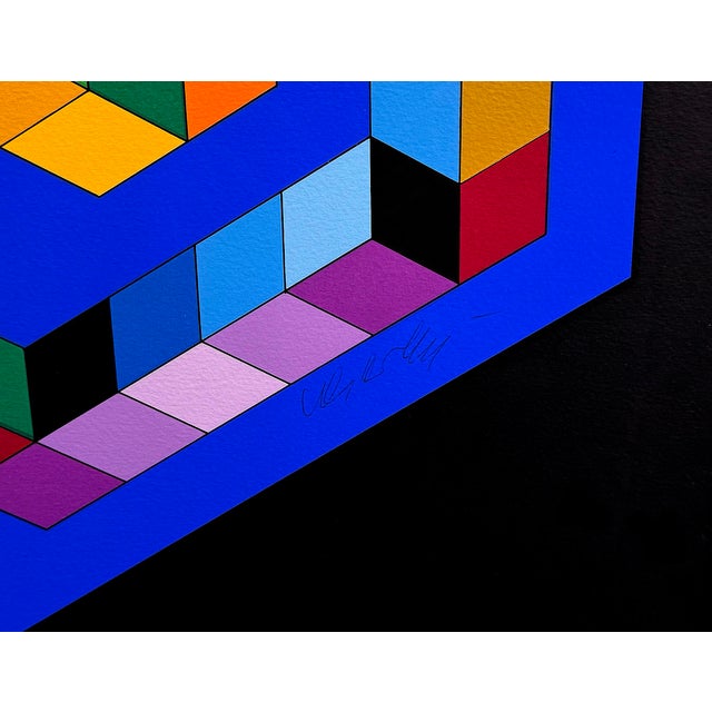 Abstract Victor Vasarely, Babel-3 (Framed Hand Signed Serigraph), 1968 For Sale - Image 3 of 3