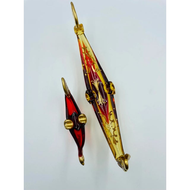 Murano Mid 20th Century Ruby & Gold Murano Art Glass "Gondola" Sculptures - Set of 2 For Sale - Image 4 of 13