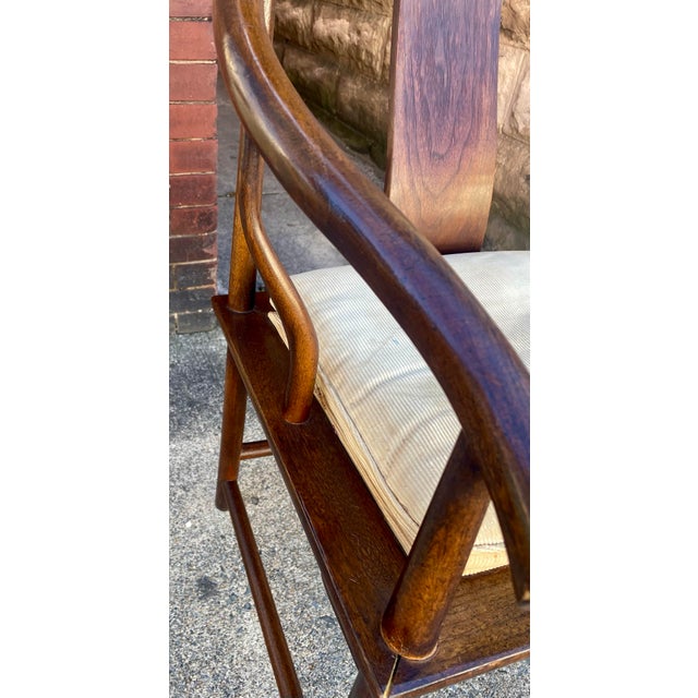 Wood Mid 20th Century Michael Taylor for Baker Asian Inspired Horseshoe Back Single Chair For Sale - Image 7 of 12
