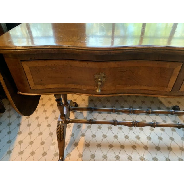 Late 19th Century Antique English Regency Burl Walnut Two-Drawer Drop Leaf Sofa Table For Sale - Image 9 of 12
