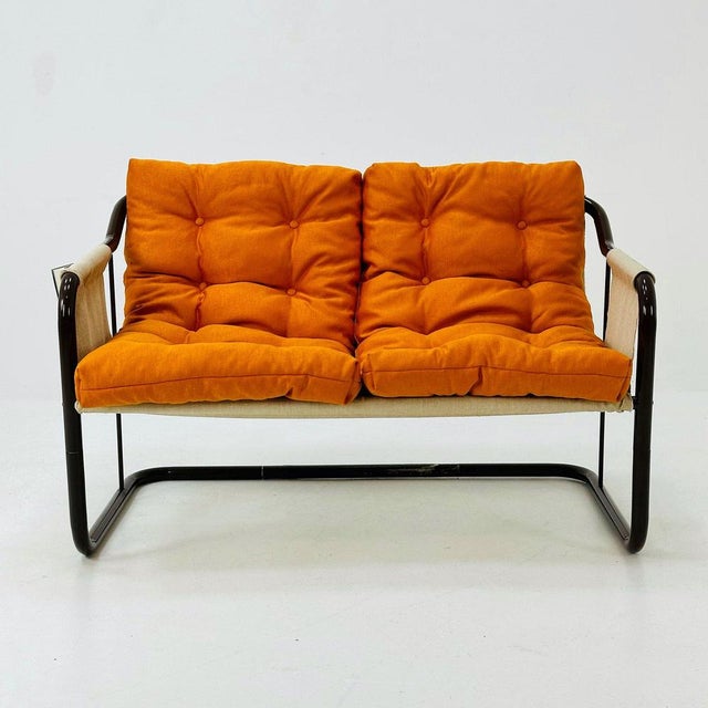 Bauhaus Tubular Canvas Sling Two-Seater Sofa, 1970s For Sale - Image 10 of 11