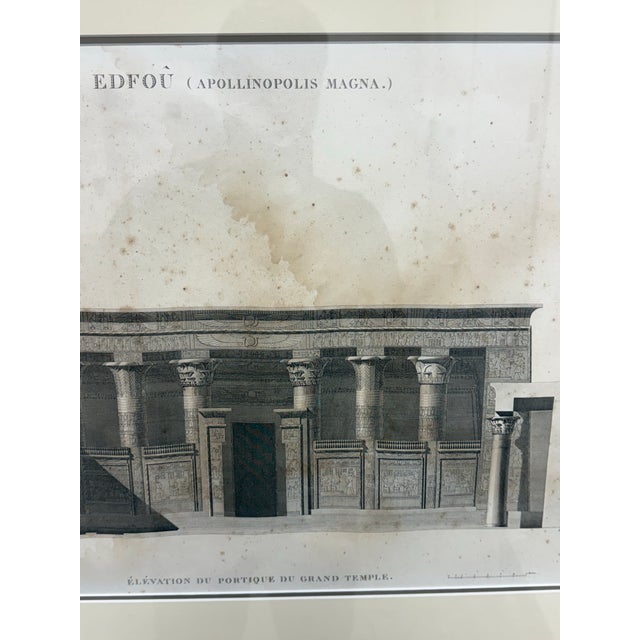 Glass Architectural Print “Edfou (Apollinopolis Magna)” Temple Portico Elevation, Framed For Sale - Image 7 of 12