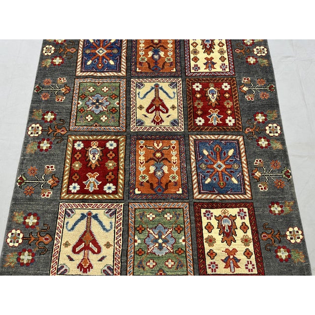 Art Deco Gray Bakhtiari Persian Tree of Life Garden Panel Wool Rug, 4'11" X 6'6" For Sale - Image 3 of 12