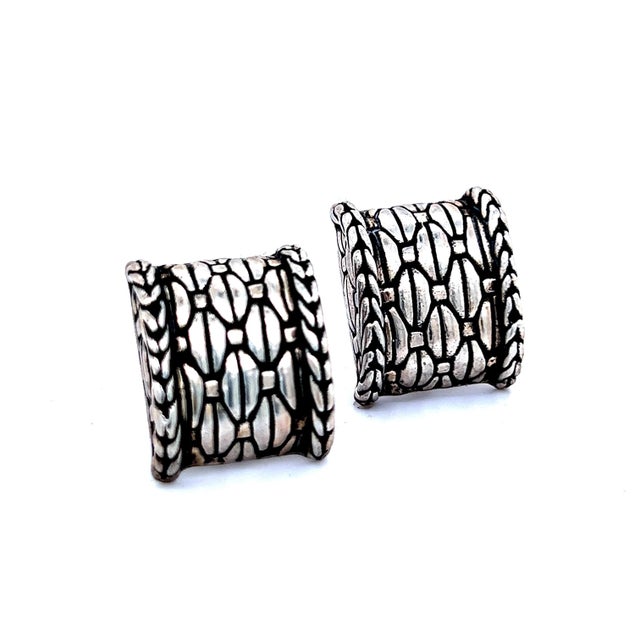 1990s John Hardy Estate Clip on Earrings Sterling Silver, 2 Pieces For Sale - Image 9 of 9