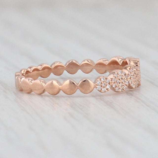 Contemporary New 0.10ctw Stackable Diamond Cluster Ring 18k Rose Gold Size 7 Wedding Band For Sale - Image 3 of 8