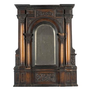 17th Century Carved Wood Mirror with Colonnades For Sale