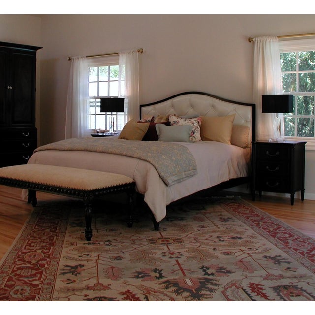 Coverlet, Aqua Cal King With Swirled Dusty Gold Embroidery For Sale - Image 4 of 4