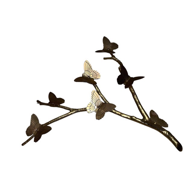 Mid Century Brass Butterfly Branch Wall Decoration M For Sale - Image 9 of 9