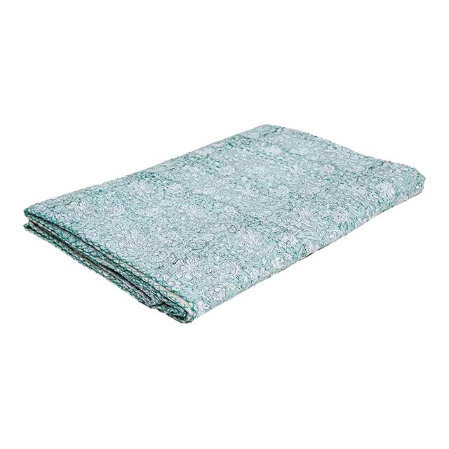 Wild Vine Block Print Indian Bedcover For Sale