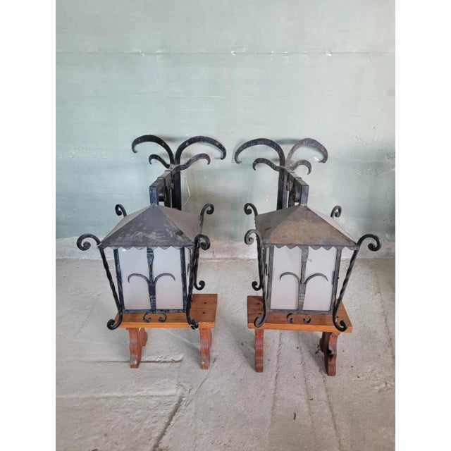Wrought Iron Corner Lanterns, Set of 2 For Sale - Image 14 of 14