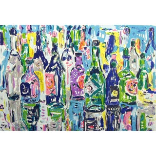 Impressionist Amos Yaskil "Bottles" Signed Numbered Artwork Lithograph by Israeli Artist For Sale
