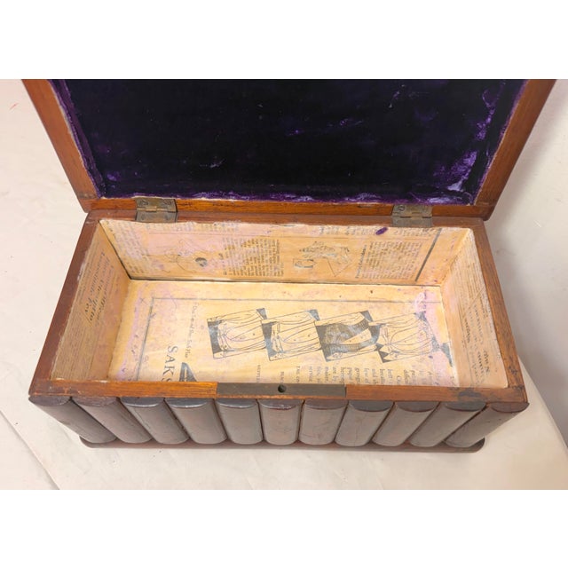 Antique 19th Century Handmade Inlaid Marquetry Wood Book Shelf Jewelry Box For Sale - Image 10 of 12
