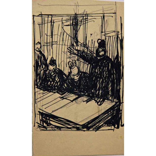 Gabriele Galantara, Sentence, Mixed Media Drawing, 1907 For Sale