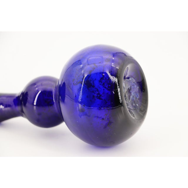 Pair of 19th Century Portuguese Blue Hand-Blown Glass Perfume Bottles For Sale - Image 13 of 16