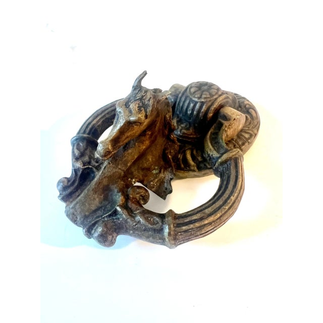 Solid Bronze Sculptural Brass Horse Head Door Knocker For Sale In Los Angeles - Image 6 of 10
