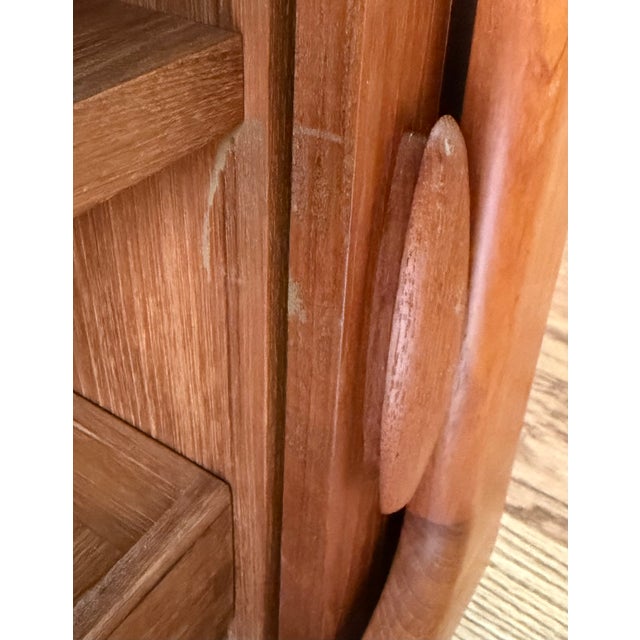 Vintage 1970s Dyrlund Danish Modern Teak Rolling Tv / Media Cabinet With Tambour Doors For Sale - Image 13 of 17