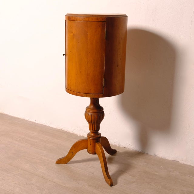 Brown Antique Wooden Column Bedside Table, Early 1900s For Sale - Image 8 of 16